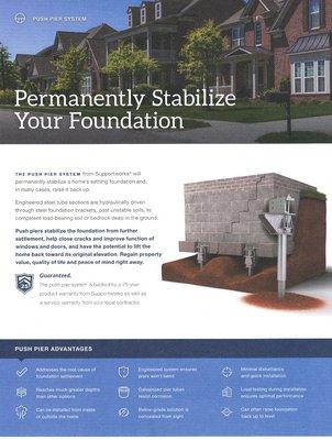 Foundation stabilization on hydraulic pushed piers and helical piers