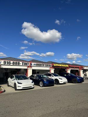 Blue and white Teslas getting protected