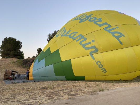 Our balloon is getting ready to take off.