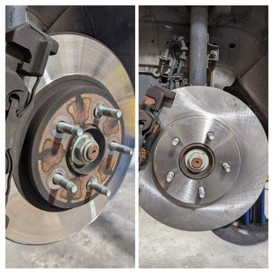 Before and after brake job