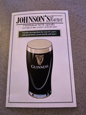 Cover of St Patrick's Day Menu