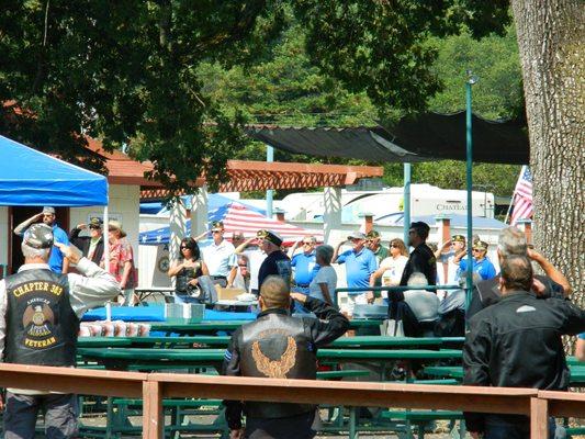 88th annual American legion picnic in Yountville ca. we feed over 200 vets food and send them home with goodie bags snacks, cards ect.