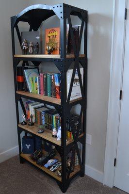 Metal and wood bookcase