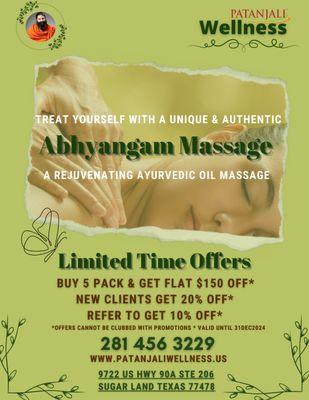 Abhyanga Massage - Limited Time Offer