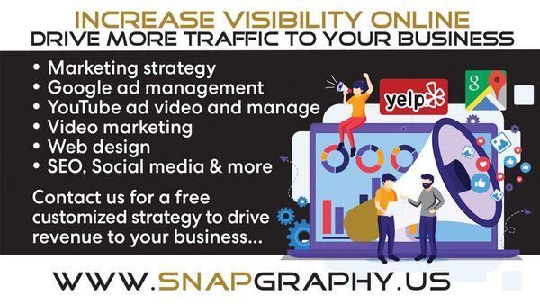 * Marketing strategy
* Google ad management
* YouTube ad video and manage
* Video marketing
* Web design
* SEO, Social media &