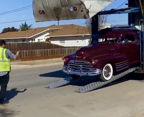 Unloading 1947 Chevy Fleetline