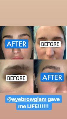 Before and immediately after service! :) Brow shape and Tint by Jen