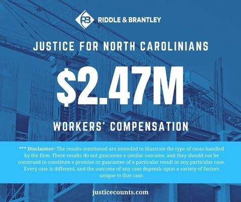 Attorneys Gene Riddle and Chris Brantley secured more than $2 million in compensation for our client.