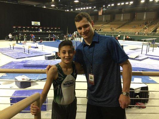 Coach Anthony with a Dauntless Pride boys gymnastics team member at Nationals!