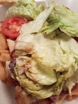 So my dad ordered a chicken cutlet sandwich & this lettuce is nasty as fuck. Don't go here people! We always went here for years