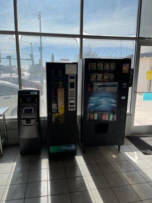 On site vending for detergents, softener, dryer sheets, snacks, and drinks. As well as an ATM