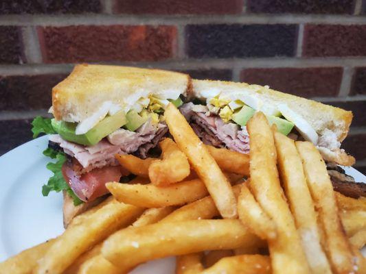 Cobb Salad Sandwich with Fries made a perfect lunch meal!