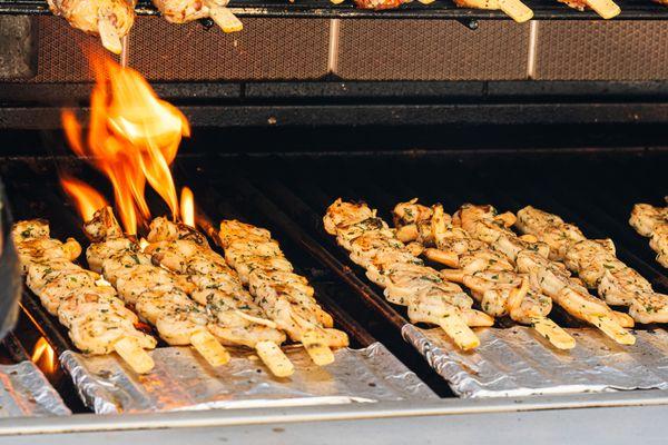 Garlic shrimp on the grill