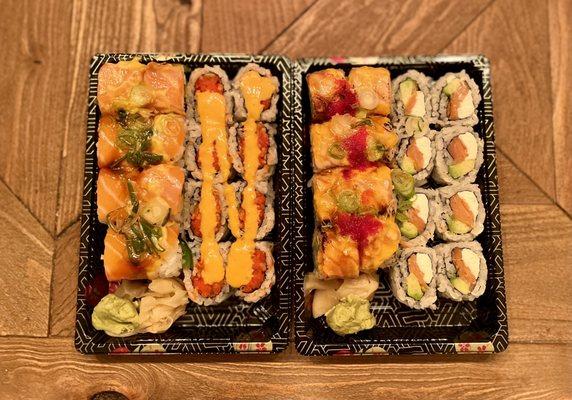 (Left to right) FSU roll  Spicy Tuna Ordinary Roll Amazing Roll Philadelphia Roll