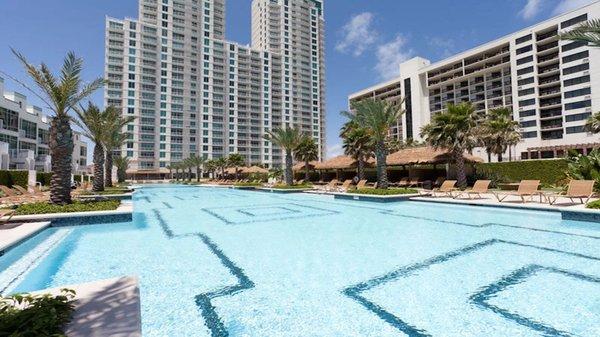 View from the HUGE pool at the Sapphire Resort!