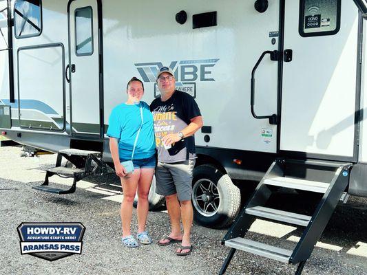 Excited for more happy campers!  Congrats Mr. & Mrs. Lassman on the new Forest River Vibe 32BH! Welcome to the Howdy RV family!