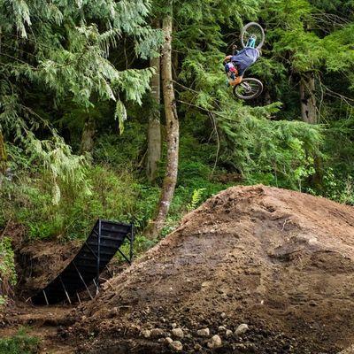 Mountain bike mulch jump.