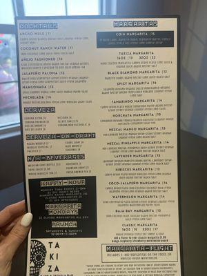 Drink menu