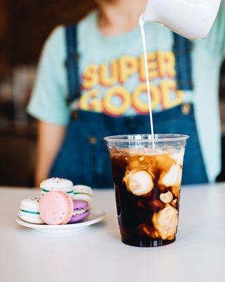 Macarons and Cold Brew with Cream