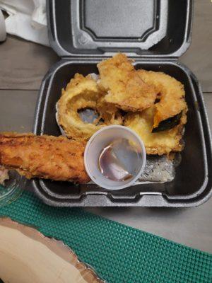 This is the veggie tempura. Really good but better when they give you the propper amount of dipping sauce that should come with it.