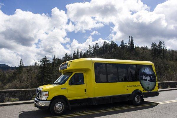 Yellow Pot Bus on the road