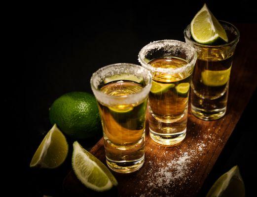 Gold Tequila with lime and salt  hits the spot