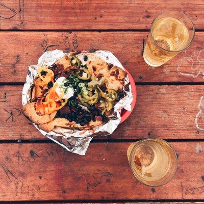 Nachos and cider Sunday afternoon in the patio