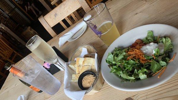 Salad, bread, house butter