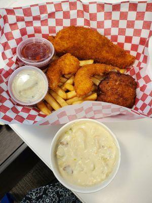 Captain's Platter and Clam Chowder