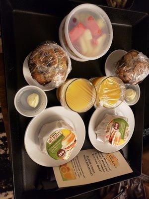 Continental breakfast delivered to our room each morning.