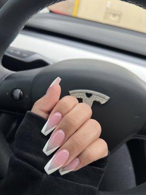 French V-shape acrylic nails