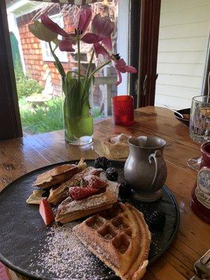 waffles with fresh berries & maple syrup