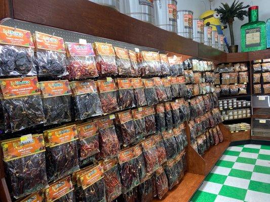 Great selection of dried Chile's.