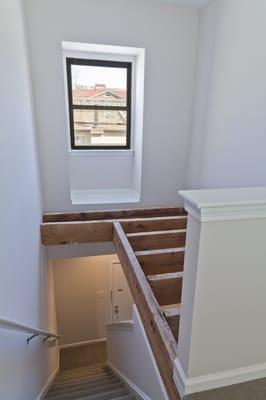 Lofty 19-ft ceilings with timbered beams