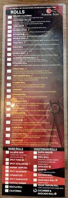 All You Can Eat Menu - Back