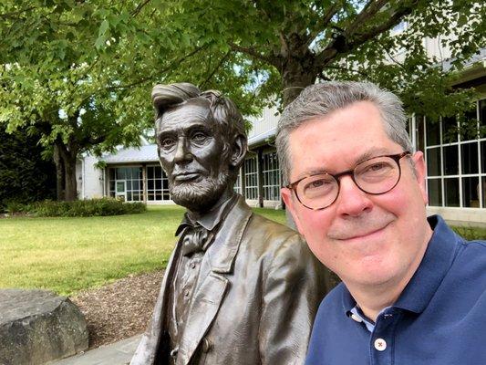 Me and my buddy Abe, who clearly hasn't been to the Watergate Barber Shop!