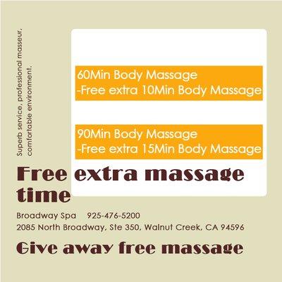 Free extra massage time _ Permanently valid