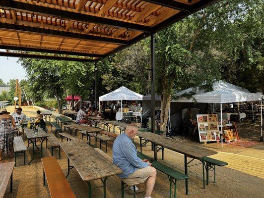 Outdoor seating by the flea market