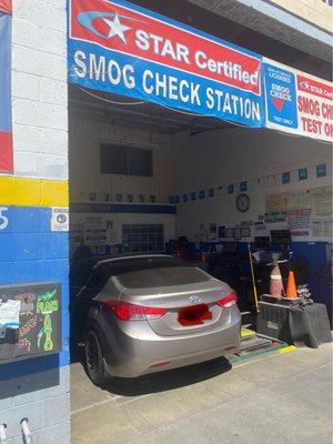 My car getting a smog check from the best