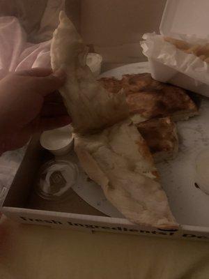 Supposed to be a chicken bacon ranch calzone not bread sticks