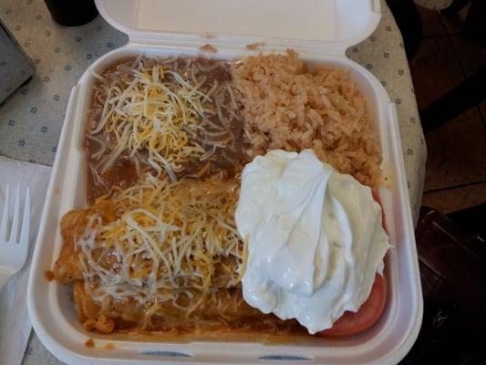 Yummy shredded chicken enchiladas $6