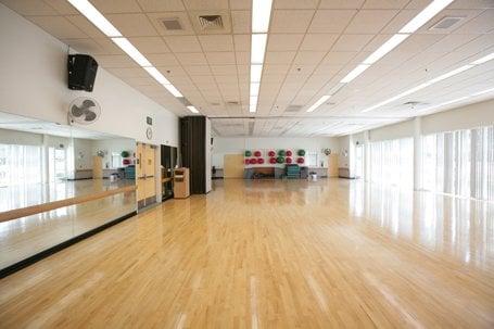 Our Multi-Purpose studio is home to group exercise  classes like yoga, aerobics, BodyPump, and more!