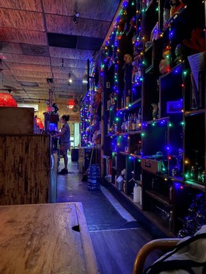 Wall of booze and lights..