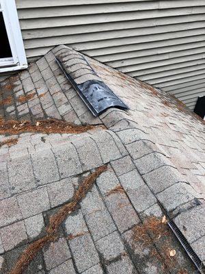 Missing ridge cap shingles