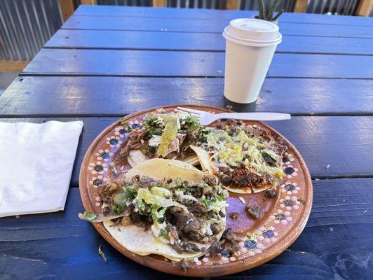 Birria, Carnitas and Carne Asada taco.