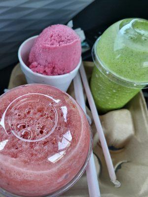 Green Juice, Watermelon Juice and Complimentary Snow Ice