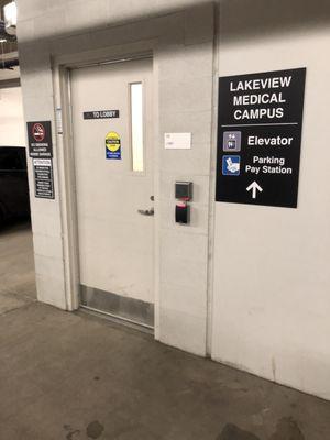 Entrance to the building from the garage