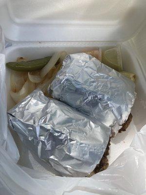 Beef burrito with sides