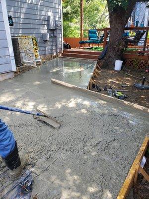 Pouring of concrete and finish work.