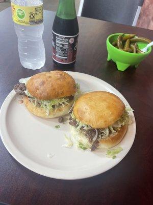 Delicious veal and burger, fresh homemade bun.